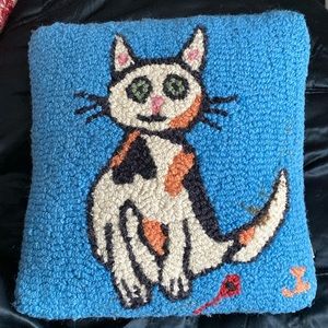 Wool Velvet Handmade Vintage Cat Pillow